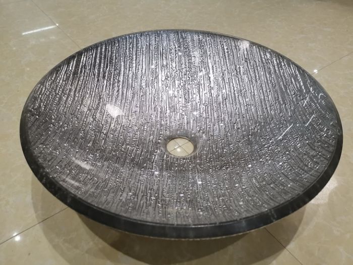 15-1/4 Inch Dia Round Brushed Nickel Sparkle Decorative Vessel Sink