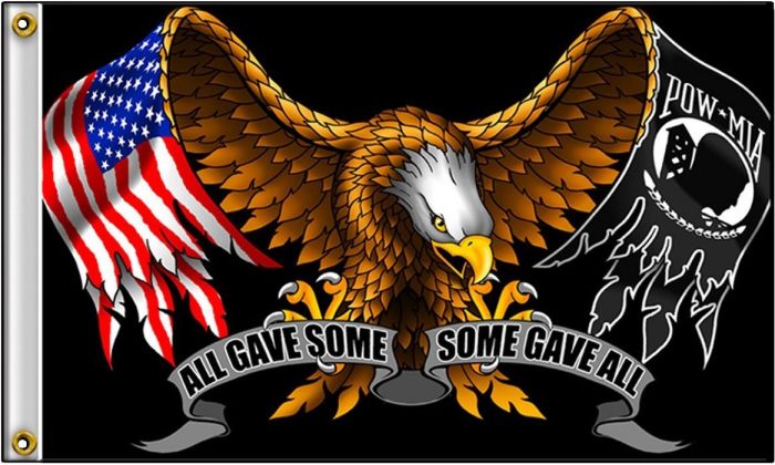 3 ft x 5 ft Polyester Flag - All Gave Some - Some Gave All Eagle