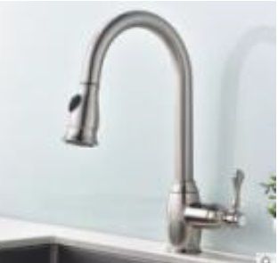Single Handle Pull Down Kitchen Faucet Ice Black Finish Saga Collection