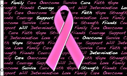 3 ft x 5 ft Polyester Flag - Breast Cancer (Pink Ribbon)