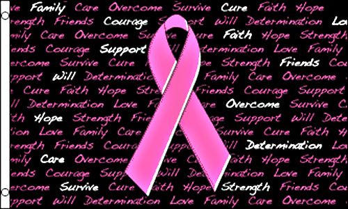 3 ft x 5 ft Polyester Flag - Breast Cancer (Pink Ribbon)