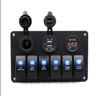 6 SWITCH PANEL WITH USB CHARGER, VOLTAGE METER AND POWER SOCKET