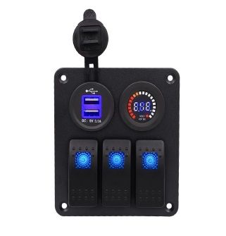 Three (3) Position Illuminated Switch Kit, Built-In Illuminated Dual USB Charging Port, Voltage Meter,