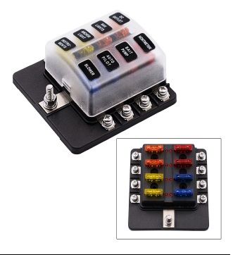 8 Way Blade Fuse Holder with LED BLown Fuse Indicator light Kit 