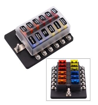12 Way Blade Fuse Holder with LED Blown Fuse Indicator lights