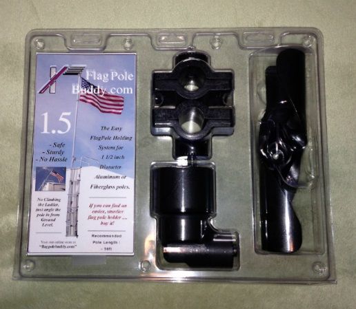 FlagPole Buddy 1.5 Mount - Black Ops (1.5 inch Diameter Ladder Mount for 16 ft Flagpoles)