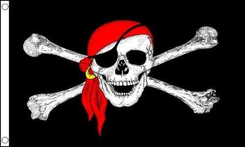 3 ft x 5 ft Polyester Flag - Jolly Roger (Red Bandana)