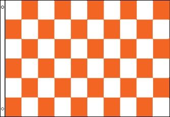 3 ft x 5 ft Polyester Flag - Orange and White Checkered