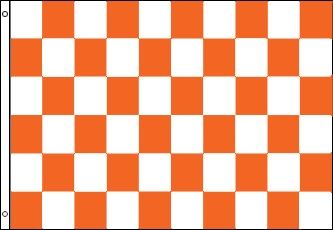 3 ft x 5 ft Polyester Flag - Orange and White Checkered