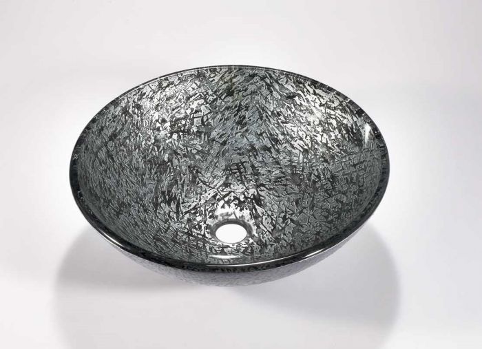12 Inch Dia Carbon Crackle Glass Vessel Sink