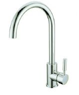 Sophia Faucet Collection; Single Lever High Rise Gooseneck Kitchen Faucet in Brushed Nickle