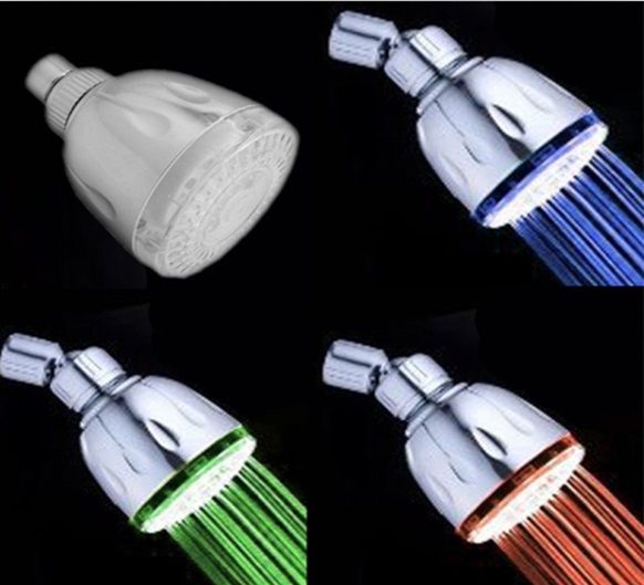 LED Illuminated Mini Shower Head (Red/Green/Blue - Temperature Controlled)