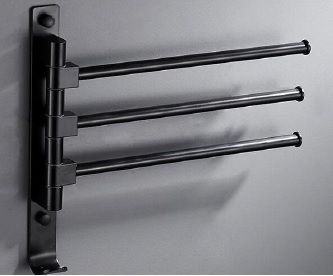 Swivel Three Arm Towel Bar Craftsman Series Matte Black Finish
