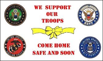 3 ft x 5 ft Polyester Flag - We Support Our Troops All Branches