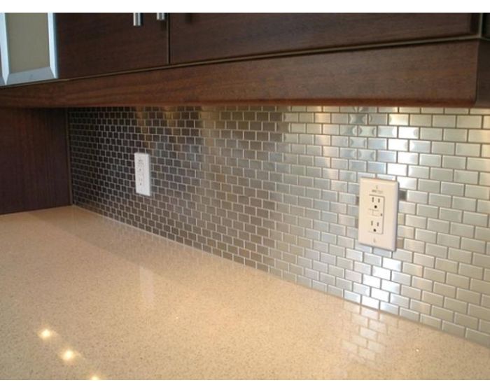 L And Stick Metal Mosaic Stainless, Stainless Steel Subway Tile Backsplash